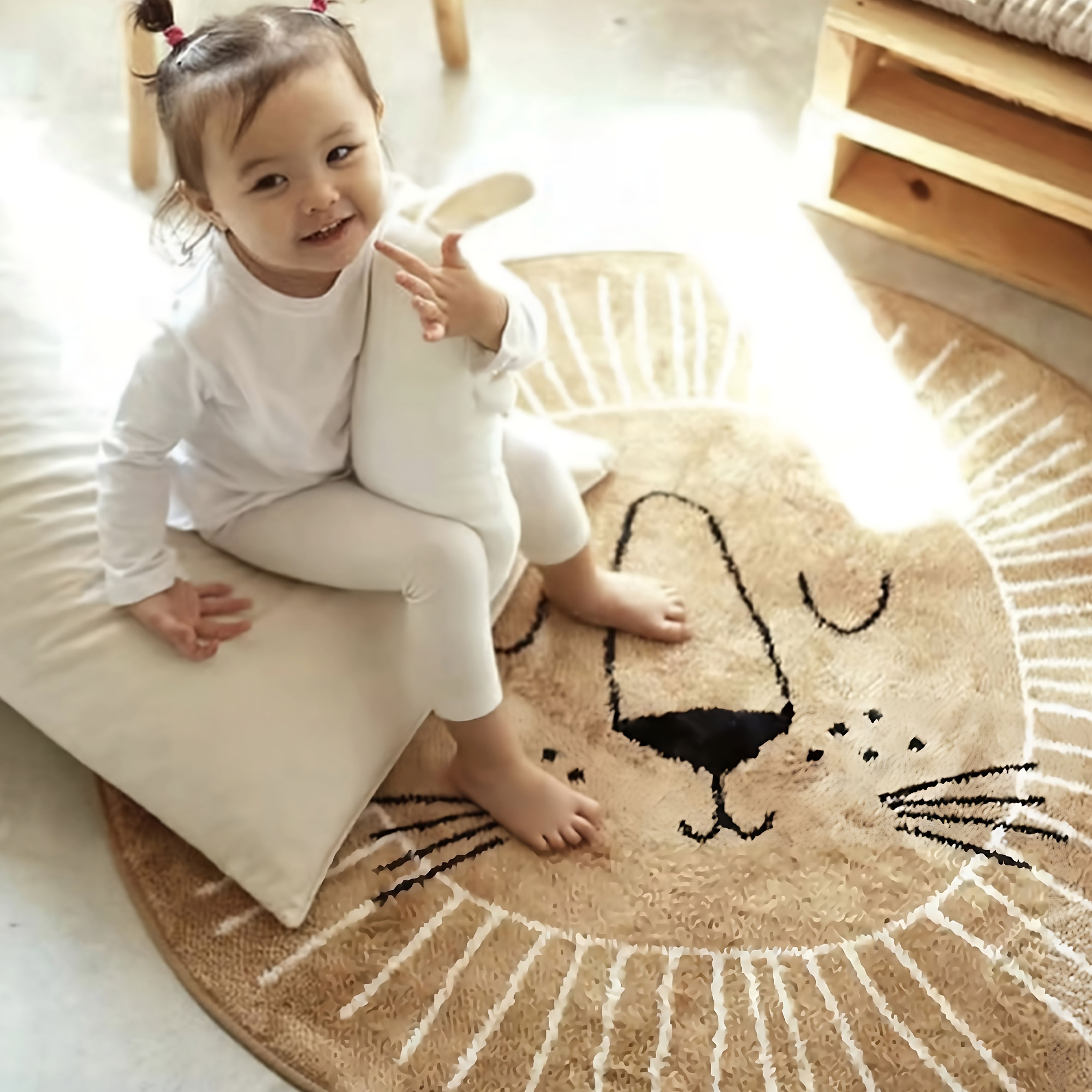 Nordic Boho Nursery Lion Rug