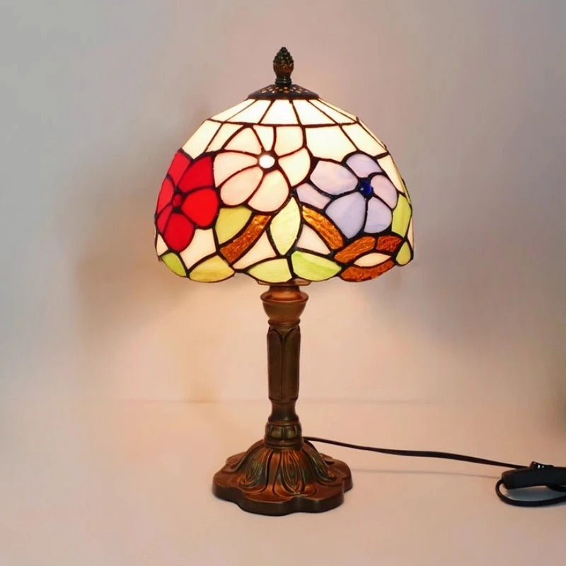 Retro Baroque LED Table Lamp E27 - Vintage Tiffany Glass