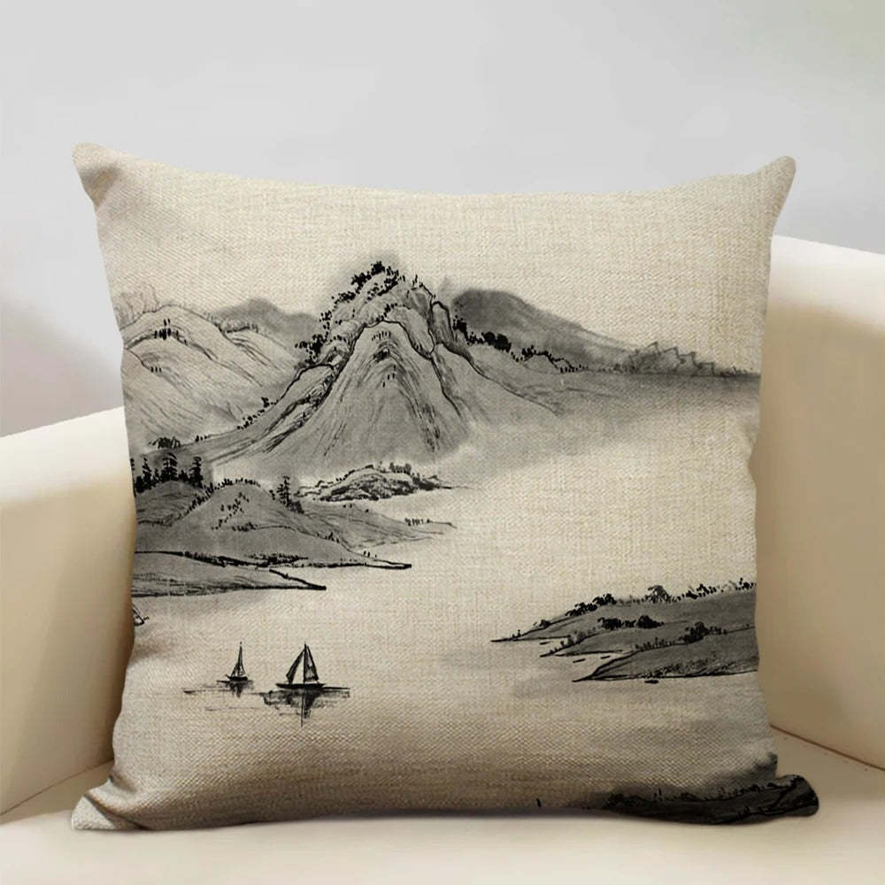 Housse de coussin japonaise Mont Fuji – Art Ukiyo-e rétro pour votre maison