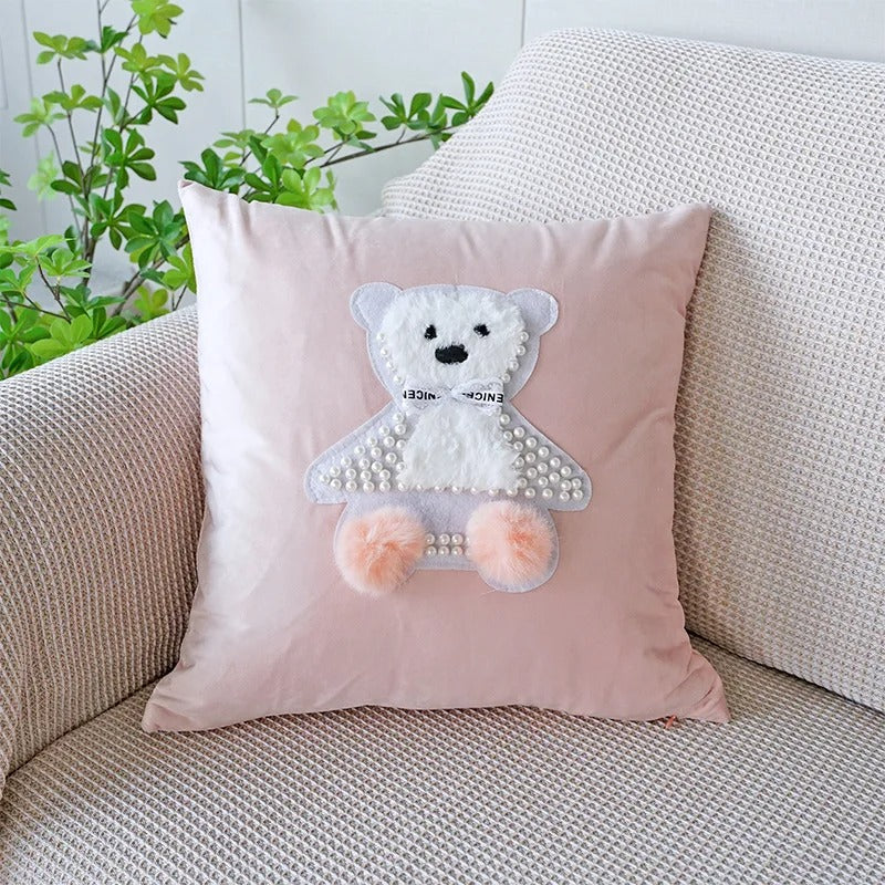 Housse de coussin mignonne lapin rose – une touche ludique pour votre maison