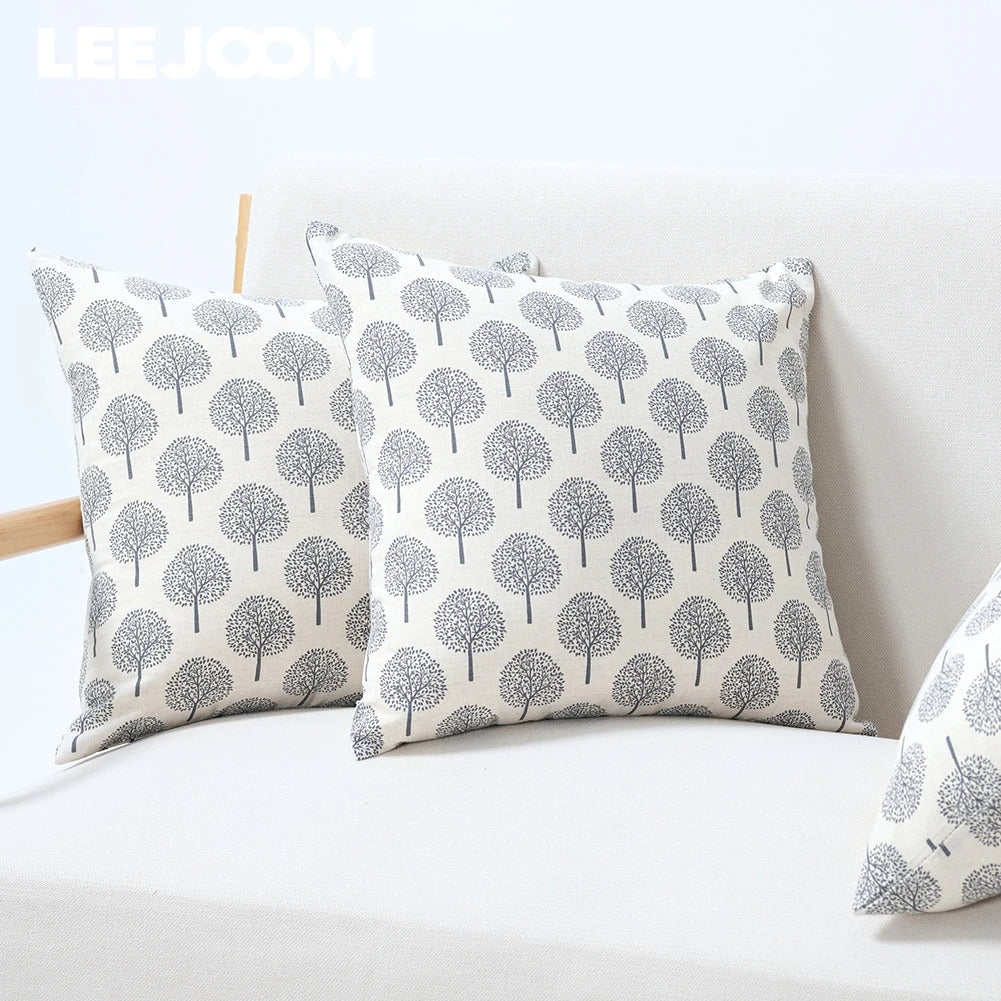 Housse de coussin en lin avec imprimé textile – Pour salon et chambre à coucher