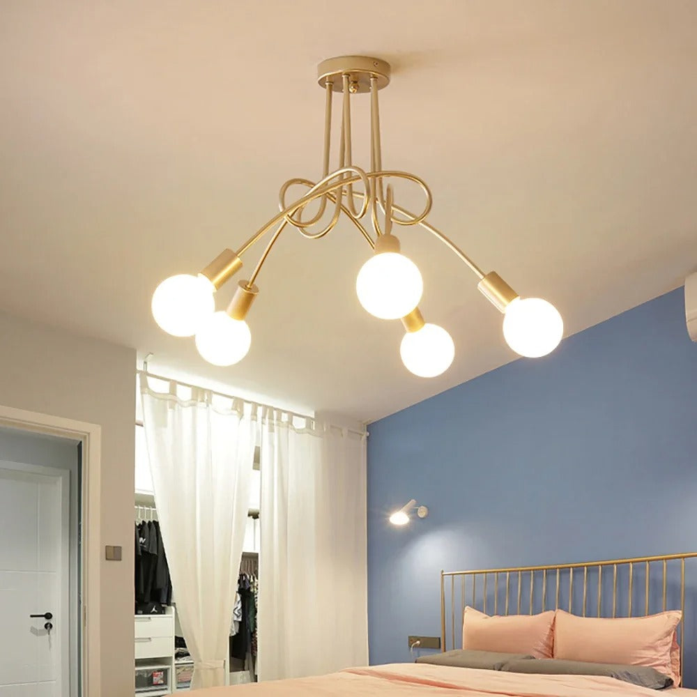 Candelabro Vintage Americano - Lâmpada Suspensa LED em Ferro Forjado