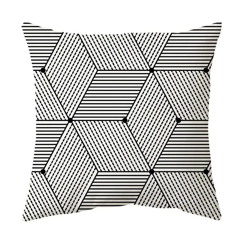 Black and White Geometric Cushion Cover – Elevate Your Home Decor with Chic Style