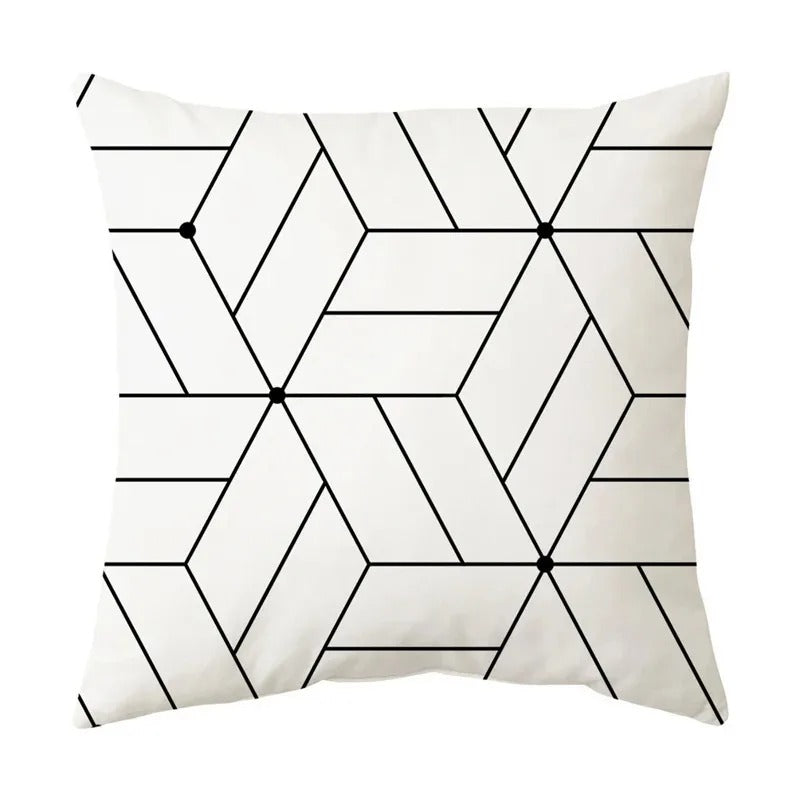 Black and White Geometric Cushion Cover – Elevate Your Home Decor with Chic Style