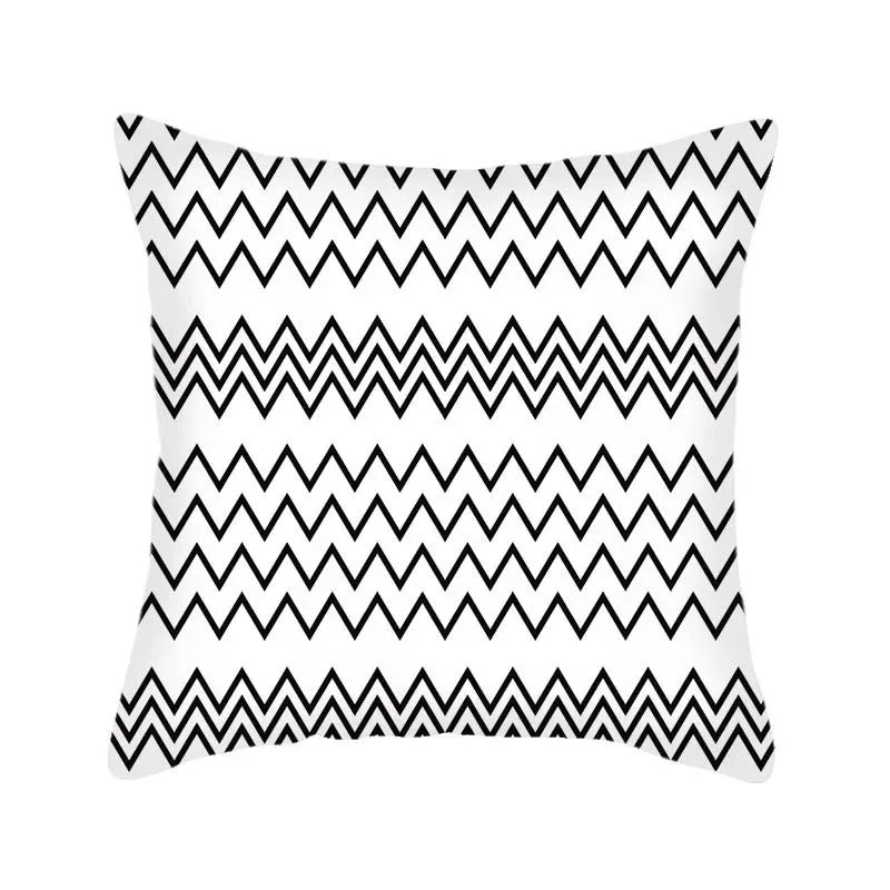 Black and White Geometric Cushion Cover – Elevate Your Home Decor with Chic Style