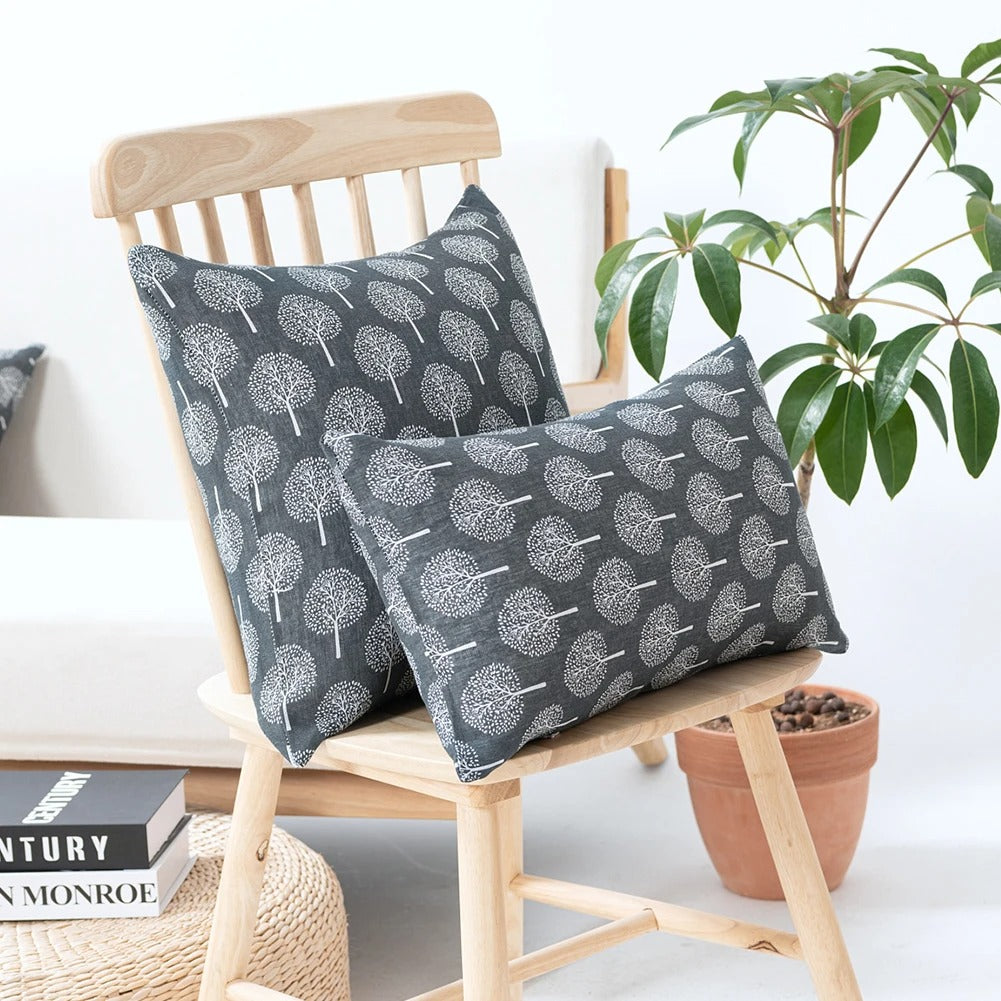 Housse de coussin en lin avec imprimé textile – Pour salon et chambre à coucher