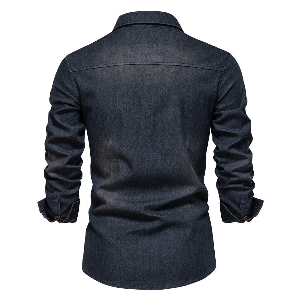 George - Camicia in denim di cotone elasticizzato