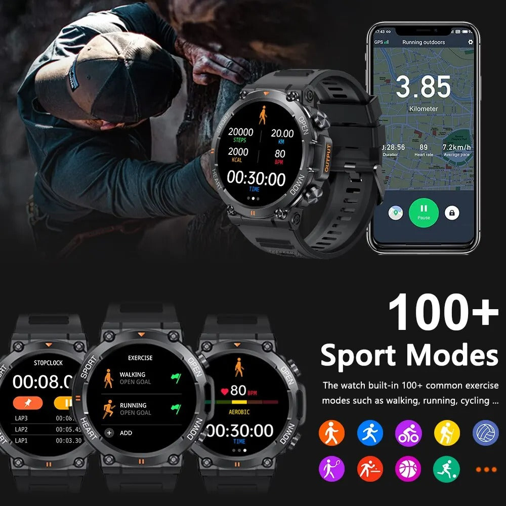 Montre intelligente tactique indestructible – Montres Titan à batterie durable et longue durée pour hommes