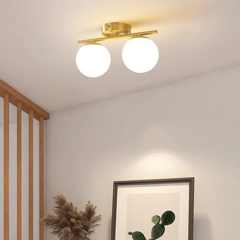 Luz de Teto em Vidro LED Nórdica – Esfera Branca Elegante para Qualquer Espaço