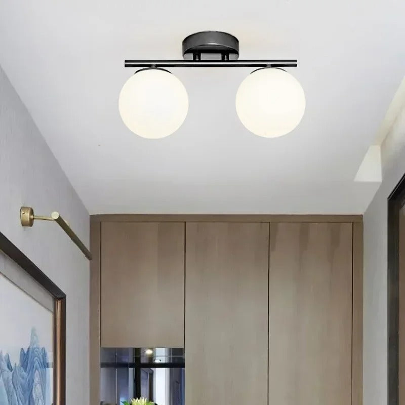 Luz de Teto em Vidro LED Nórdica – Esfera Branca Elegante para Qualquer Espaço