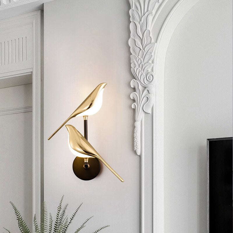 LumiBird - Lampada da parete scandinava a LED con uccelli