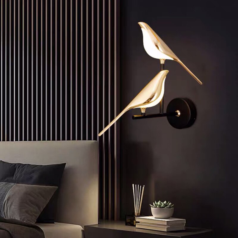 LumiBird - Lampada da parete scandinava a LED con uccelli