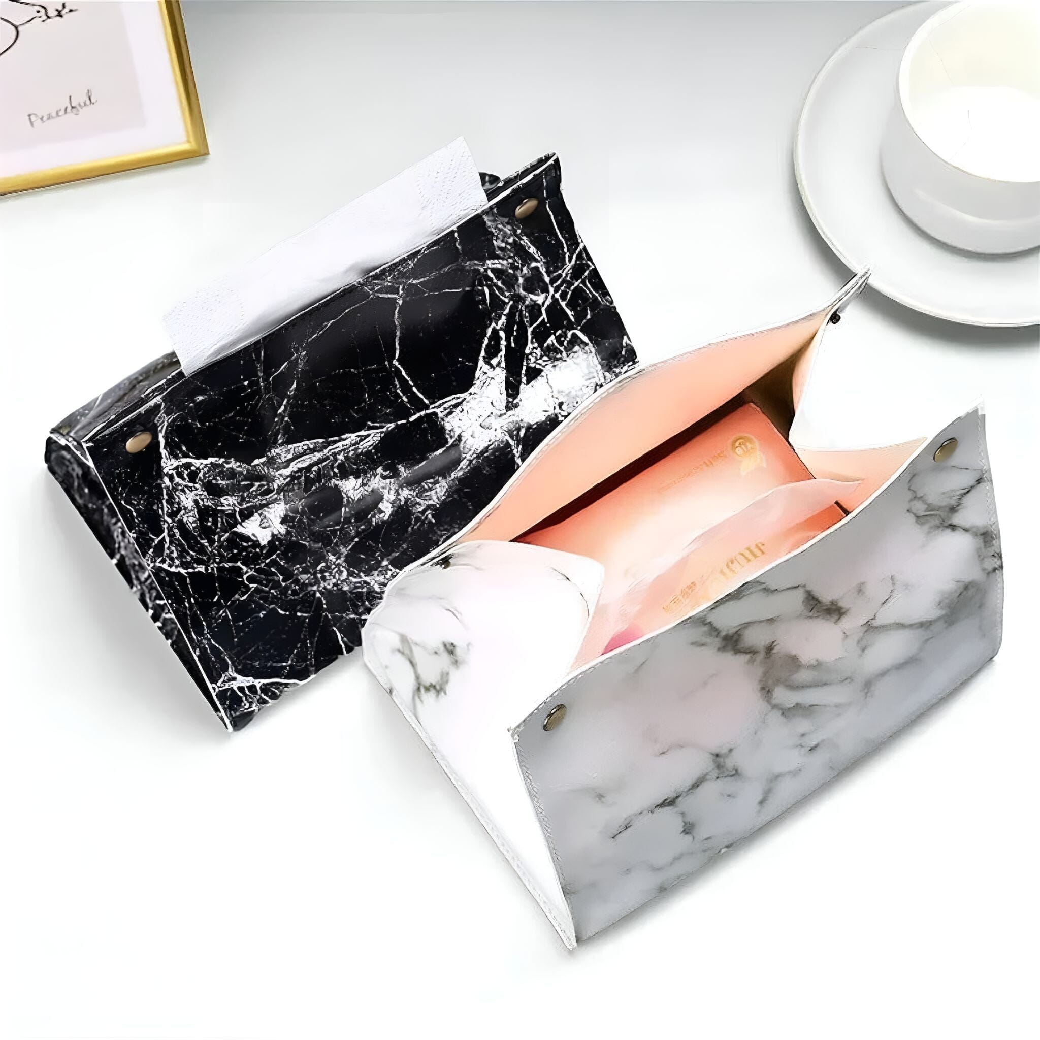 Funda para caja de pañuelos Marble Luxe