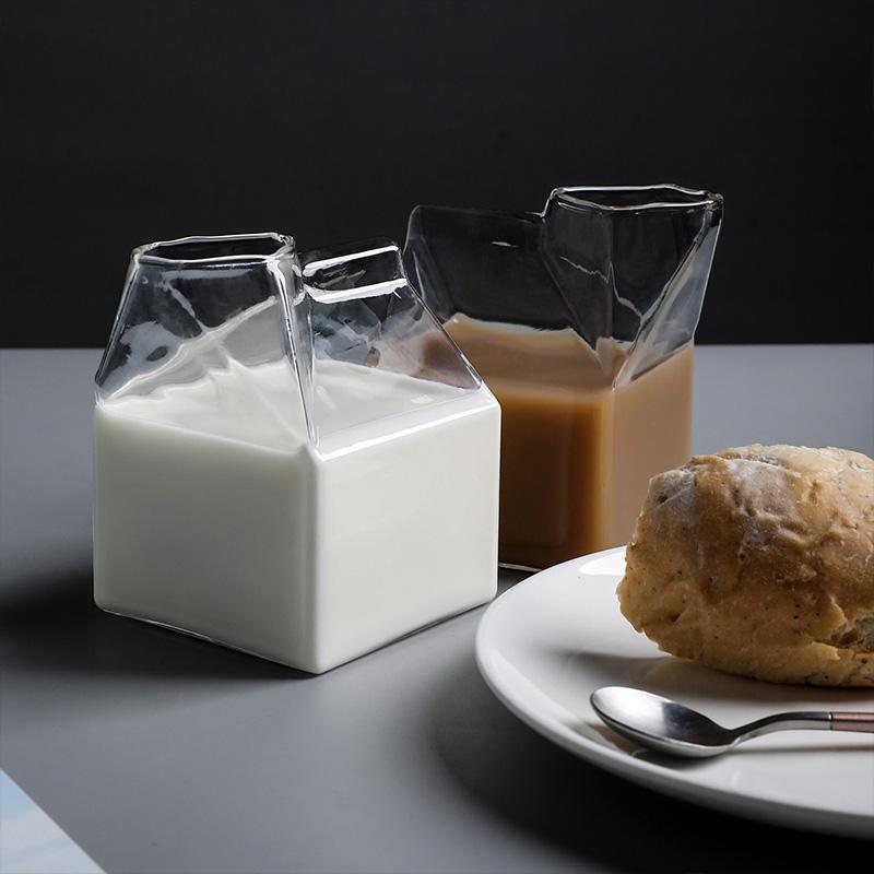 Transparent Glass Milk Carton / Decor