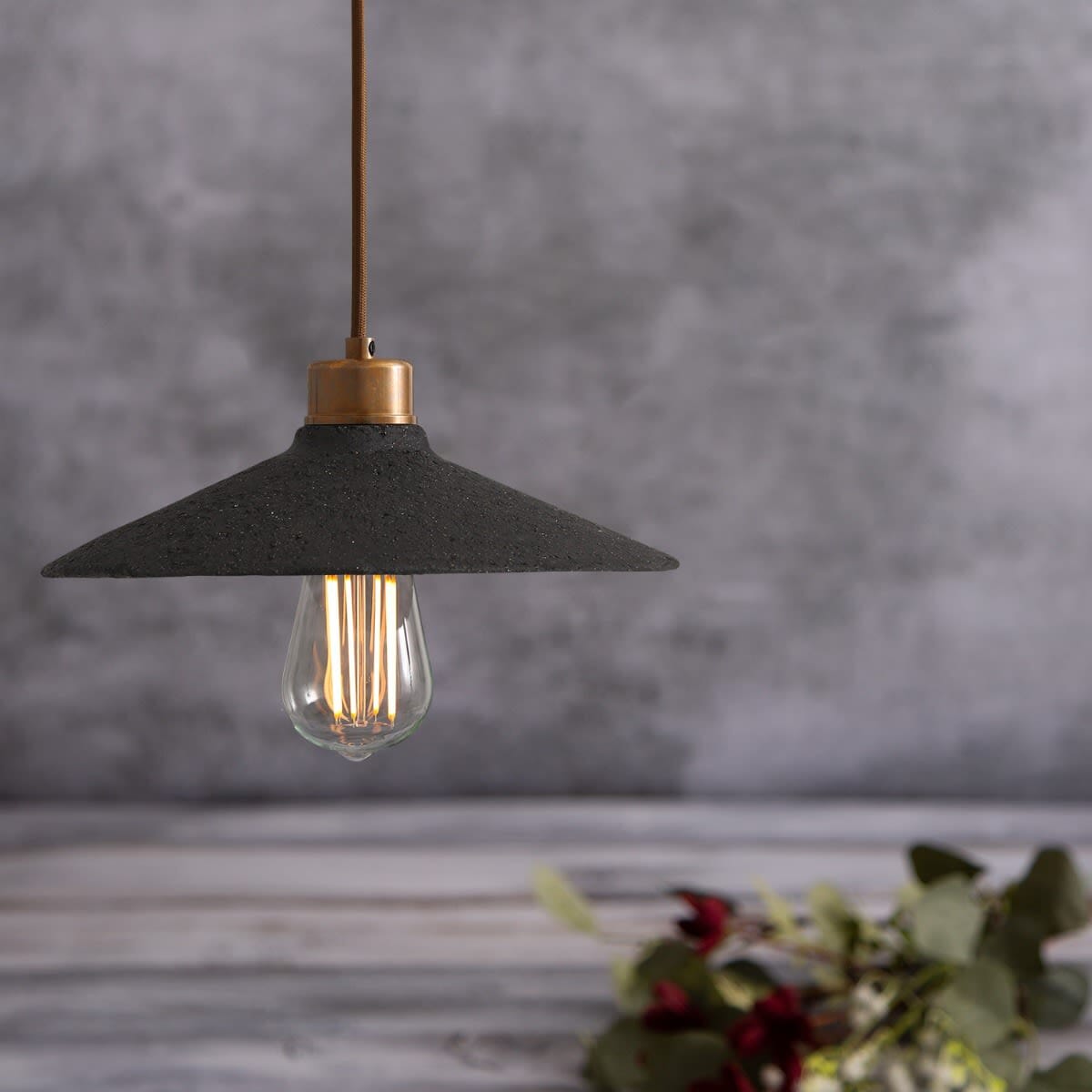 Pyrus Organic Ceramic Pendant Light 28cm, Black Clay