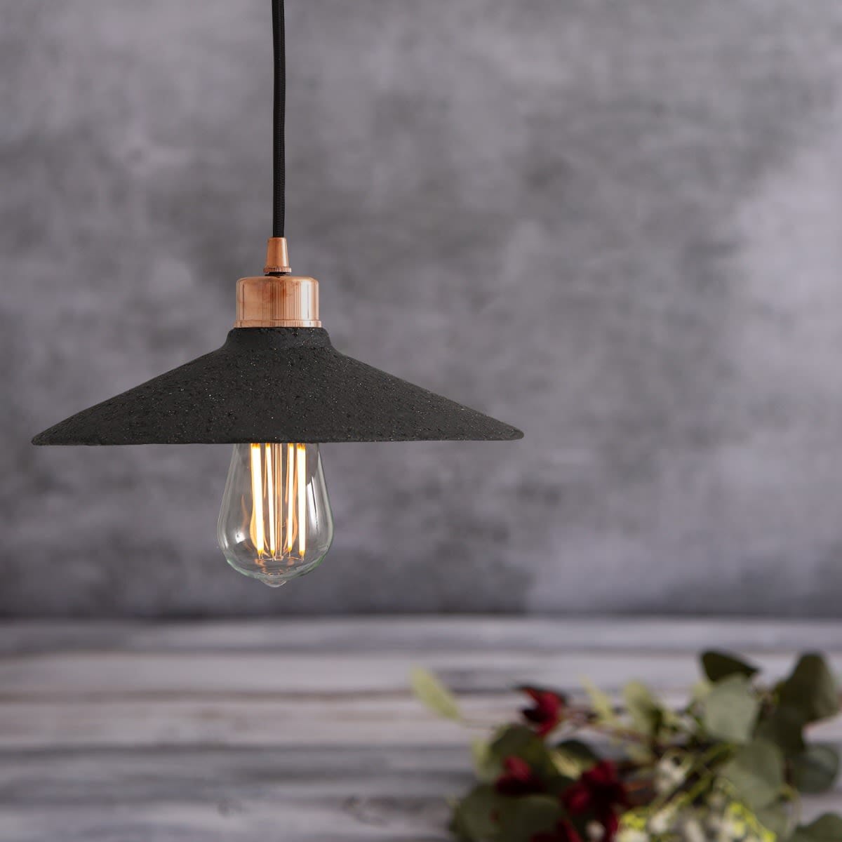 Pyrus Organic Ceramic Pendant Light 28cm, Black Clay