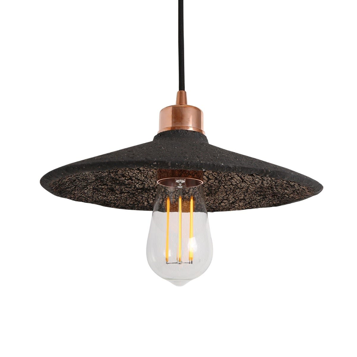 Pyrus Organic Ceramic Pendant Light 28cm, Black Clay