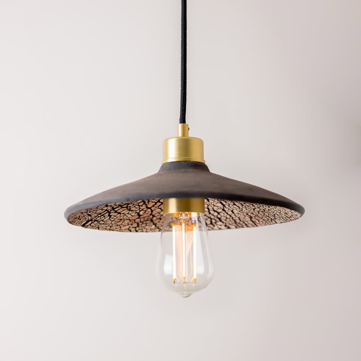 Pyrus Organic Ceramic Pendant Light 28cm, Black Clay