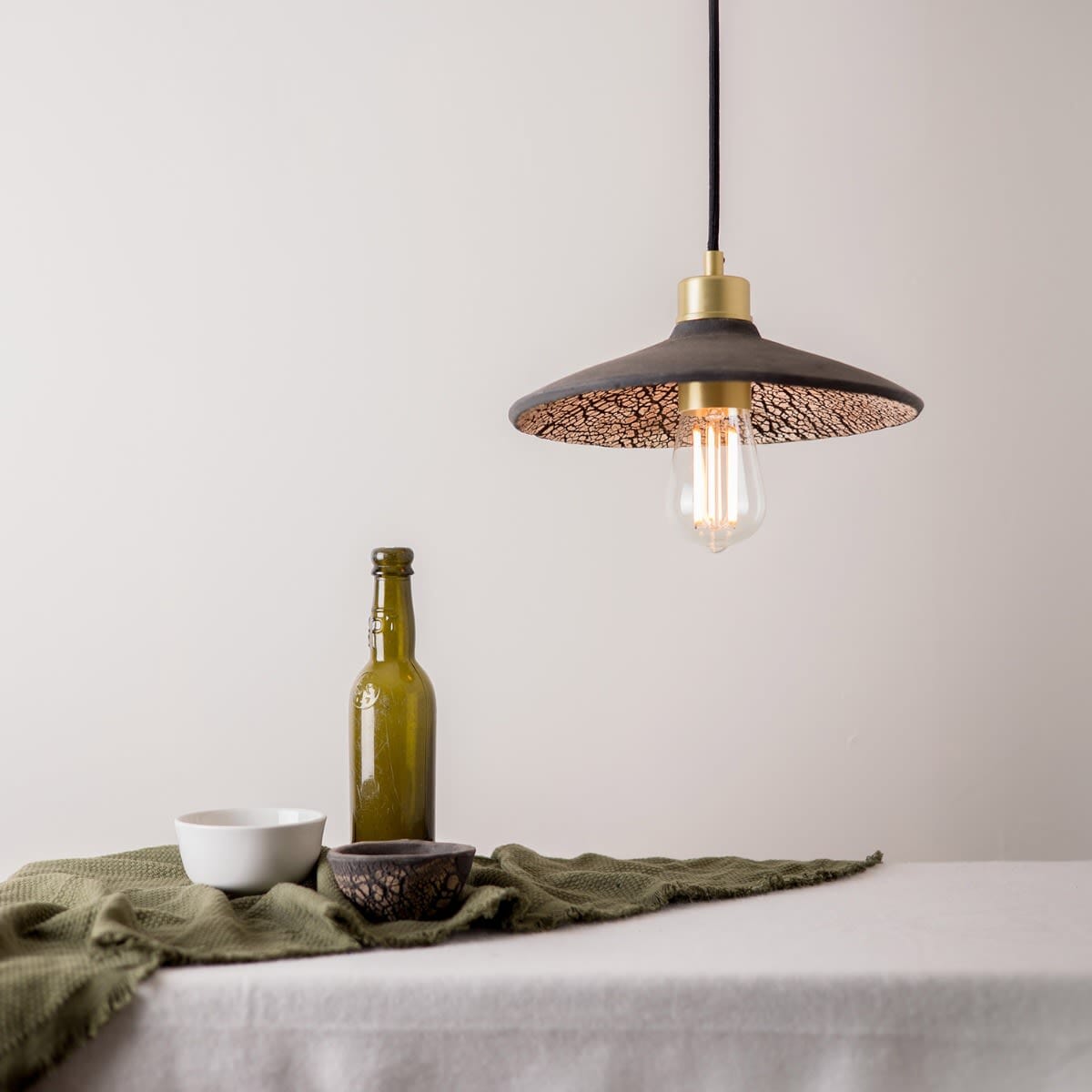 Pyrus Organic Ceramic Pendant Light 28cm, Black Clay