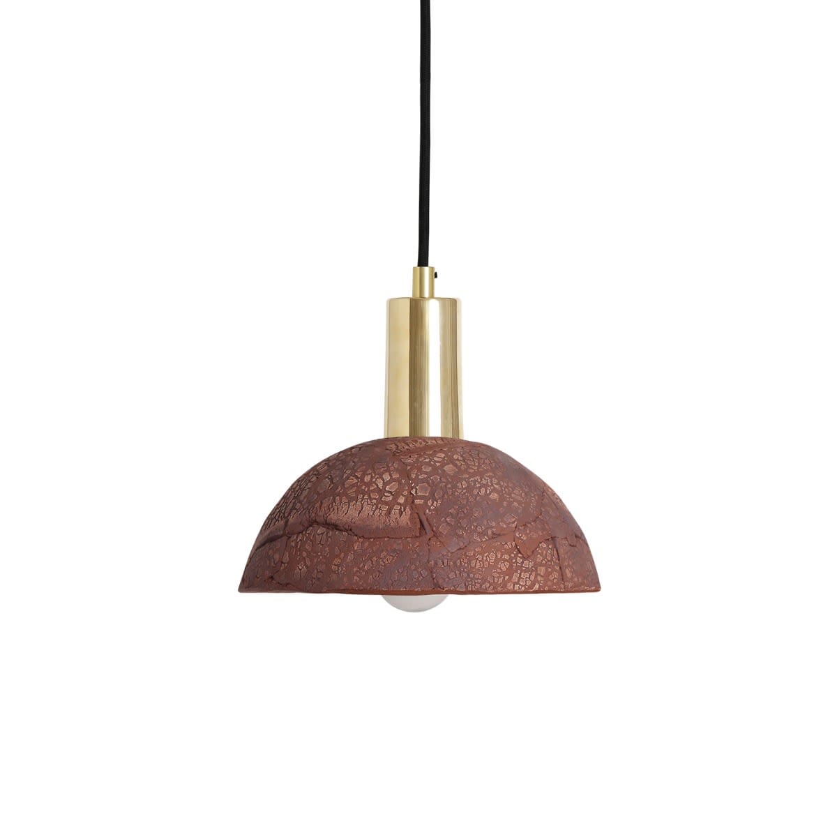 Kauri Organische Keramische Koepel Hanglamp 20cm, Rood Ijzer