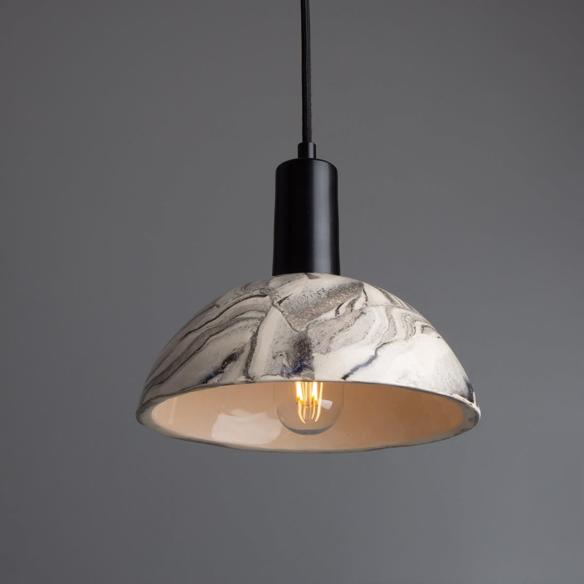 Kauri Marbled Ceramic Dome Pendant Light 20cm