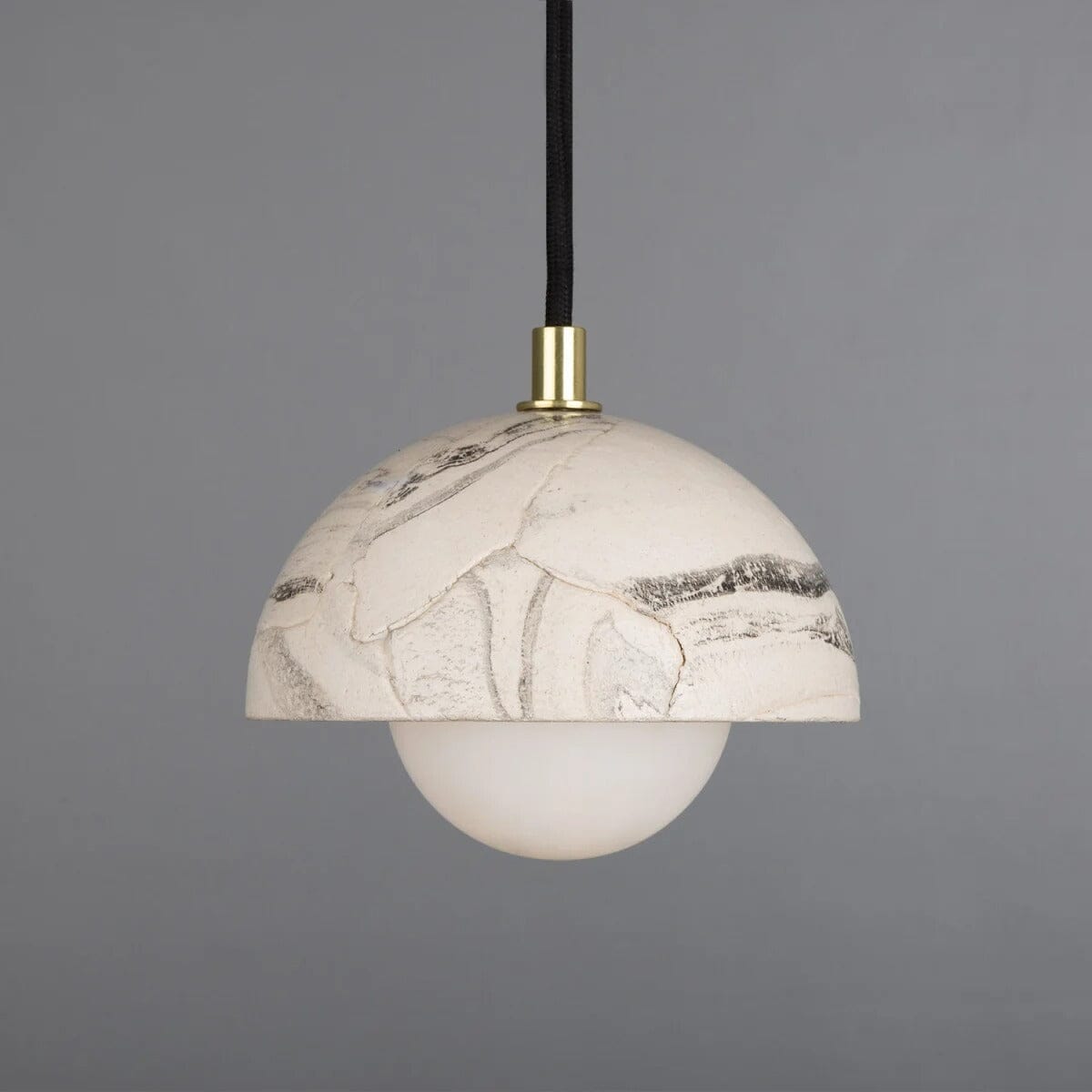 Ferox Small Marbled Ceramic Dome Pendant Light 14cm