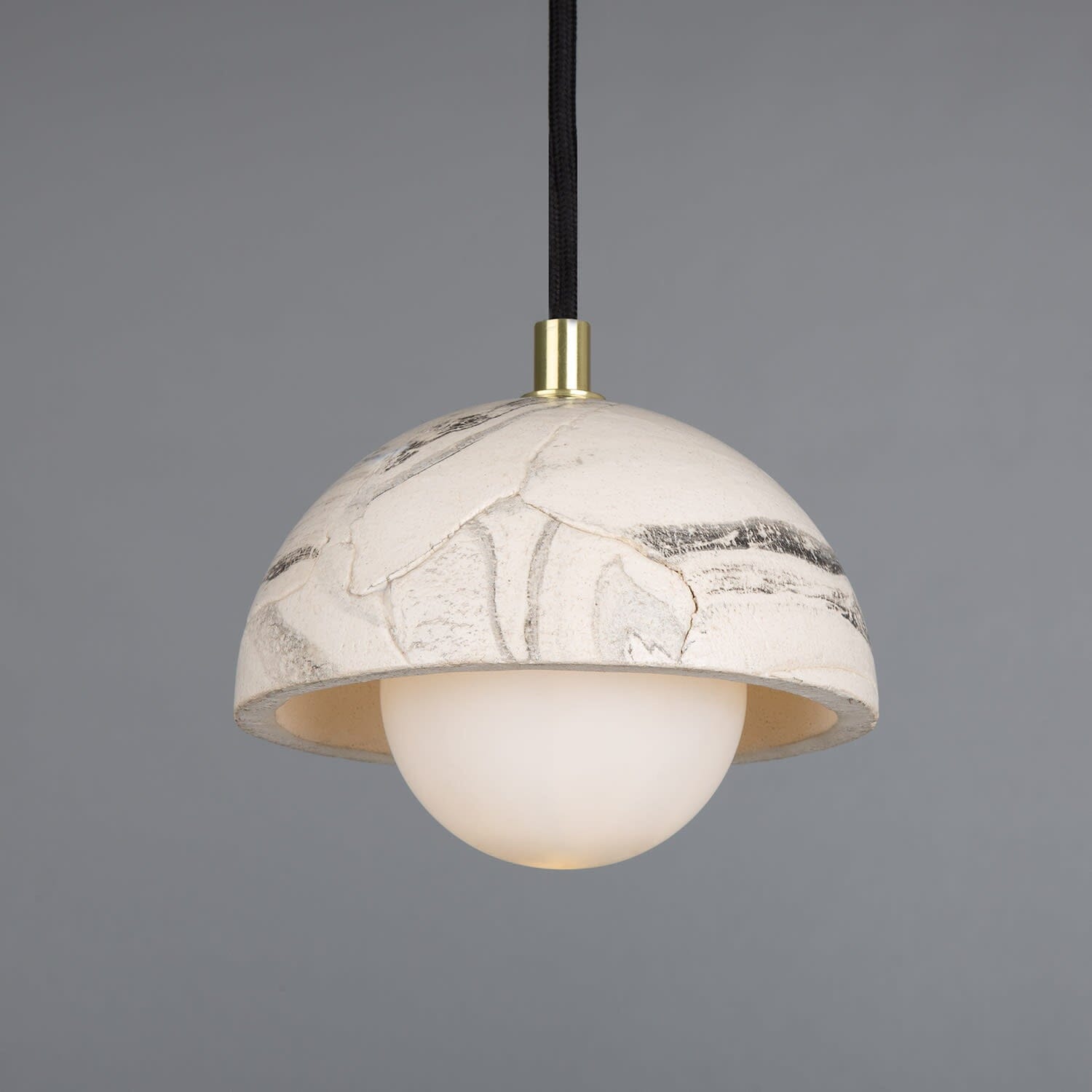 Ferox Small Marbled Ceramic Dome Pendant Light 14cm