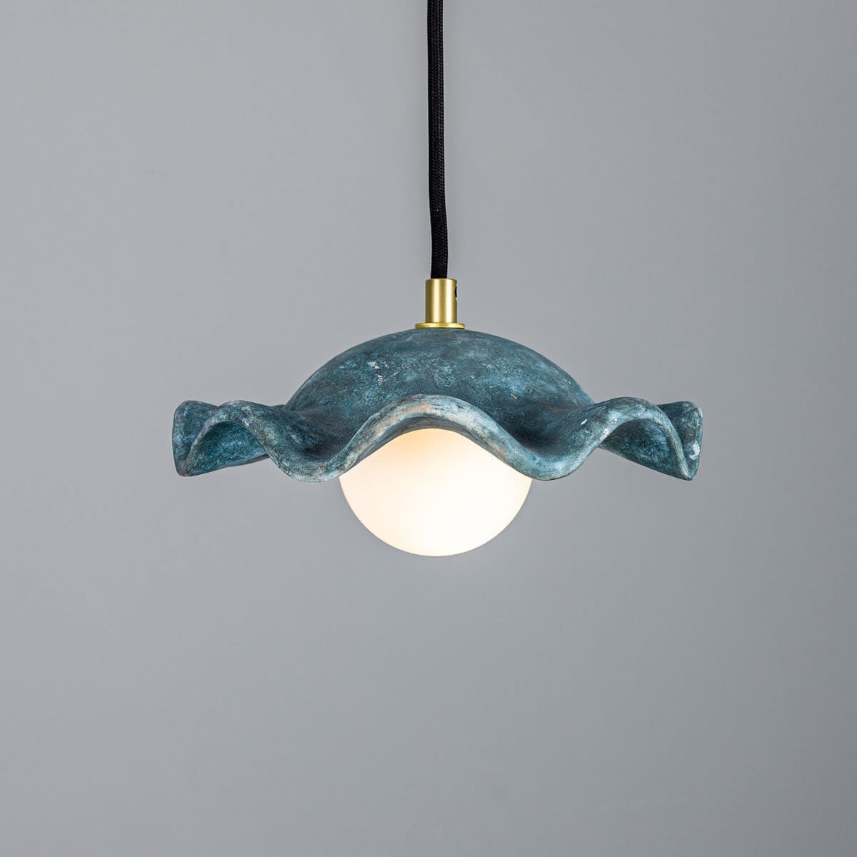 Rivale Pendant Light with Wavy Ceramic Shade, Blue Earth