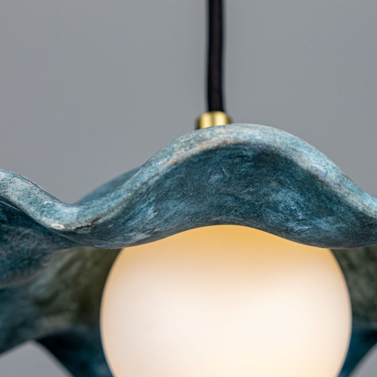 Rivale Pendant Light with Wavy Ceramic Shade, Blue Earth