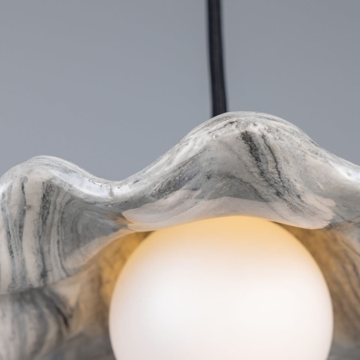 Rivale Pendant Light with Wavy Marbled Ceramic Shade