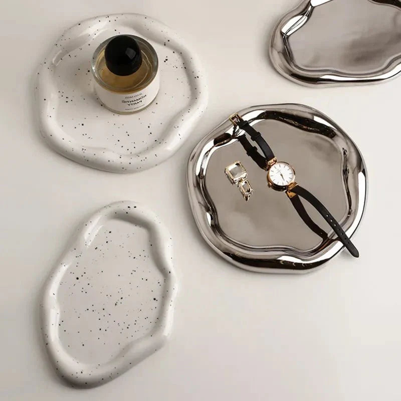 Modern Ceramic & Silver Plated Ink Dot Tray