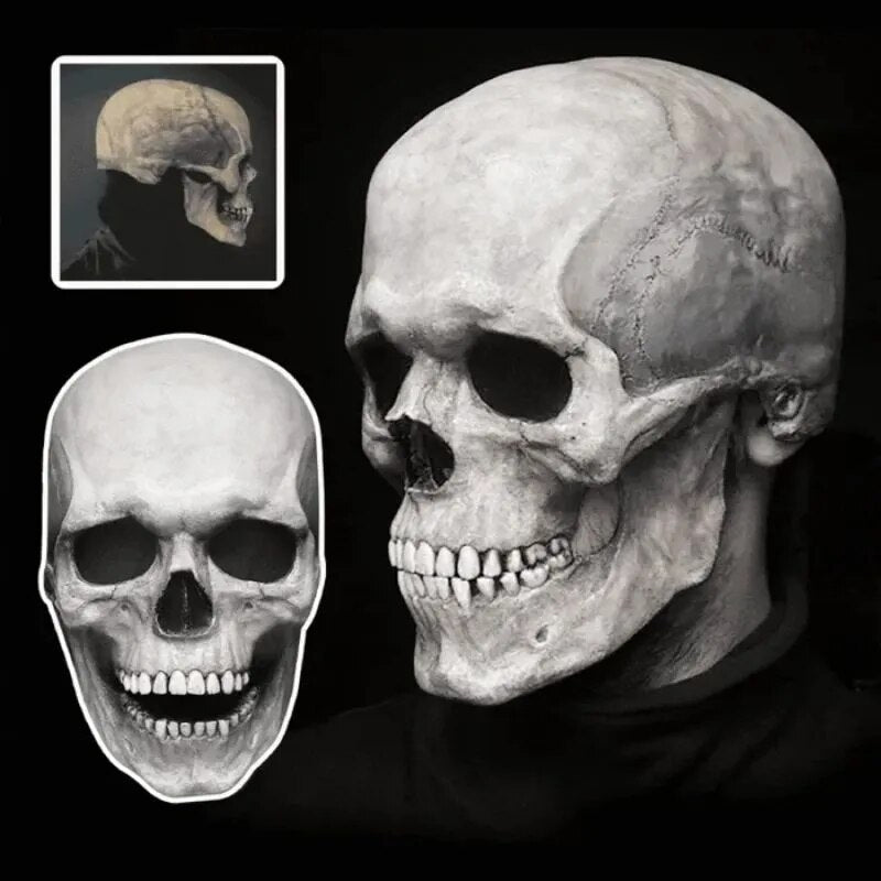 Realistic Skull Mask with Movable Jaw for Halloween