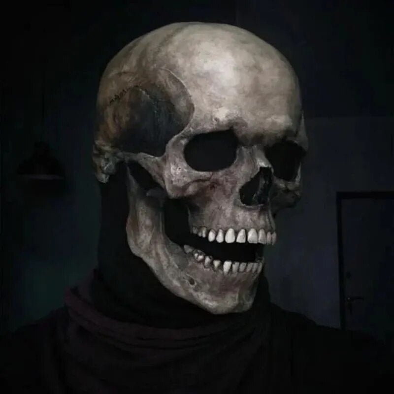 Realistic Skull Mask with Movable Jaw for Halloween