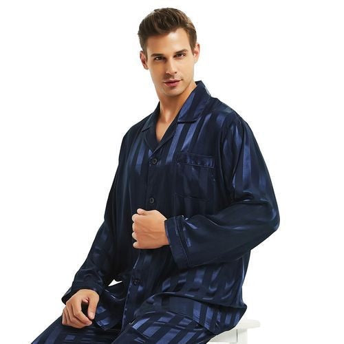 Langärmliges Satin-Pyjama-Set für Herren