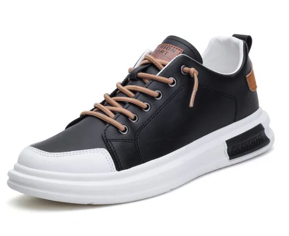 White men's sneakers with brown accents - Leon