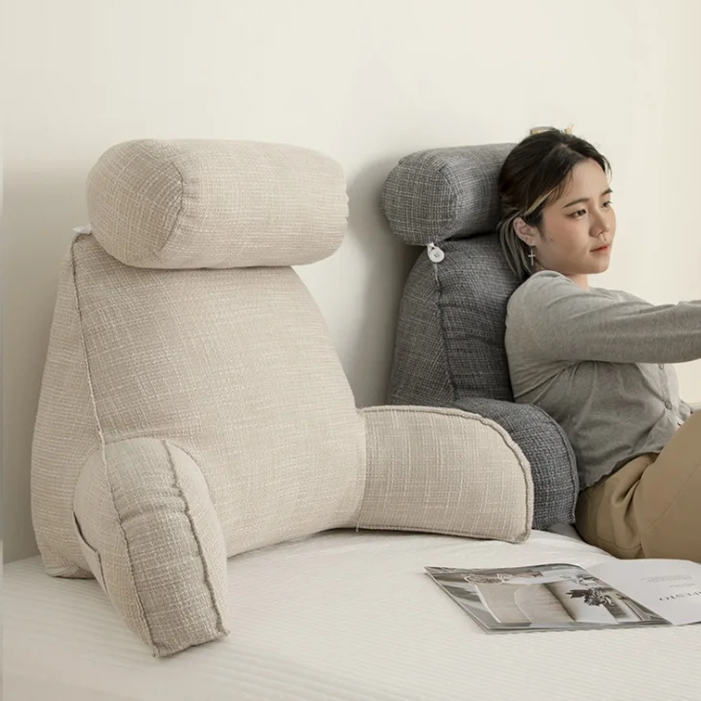 Deluxe Backrest Pillow With Arms & Adjustable Headrest