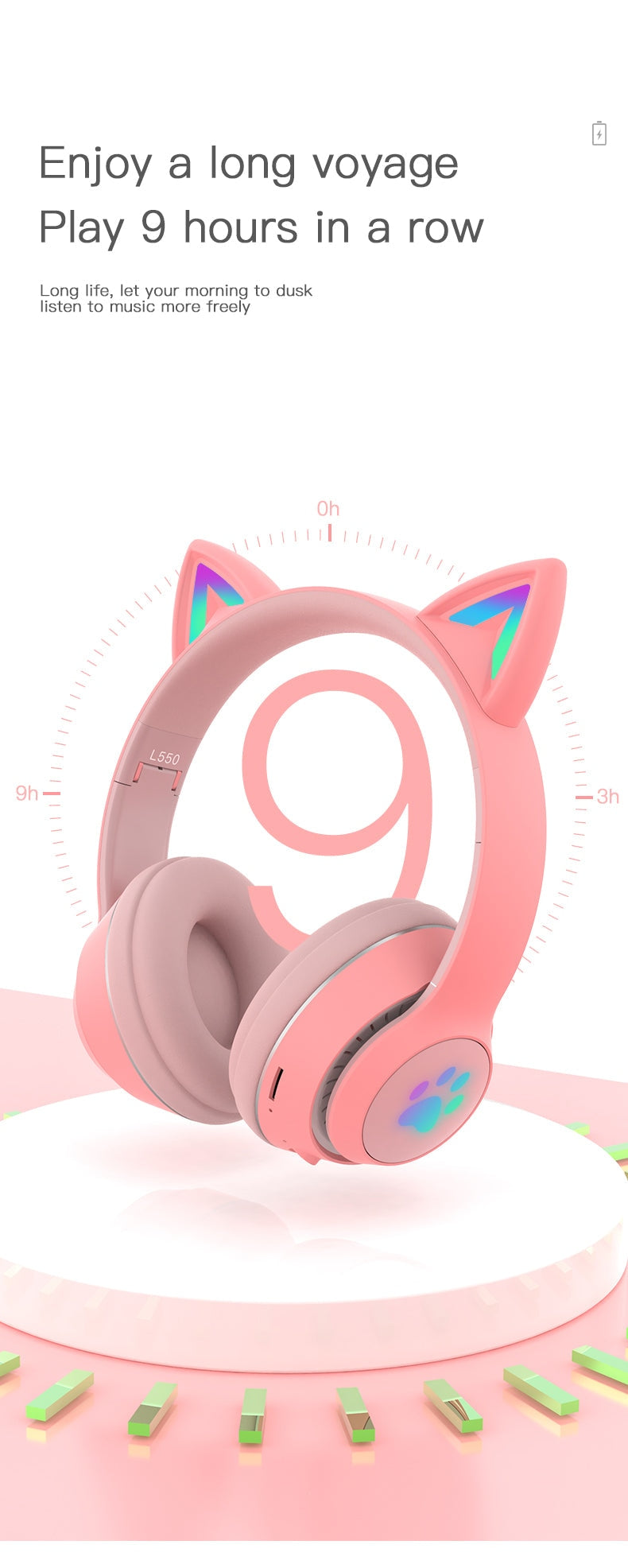 Paw Print Cat Ear Gaming Headphones