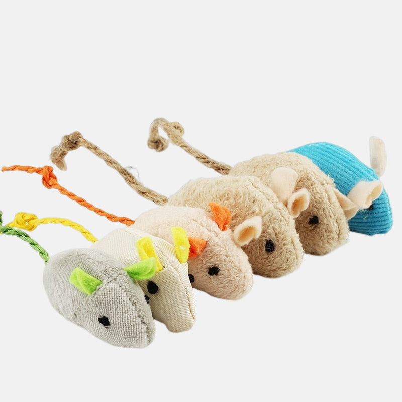 Lot de 6 souris en peluche avec herbe à chat