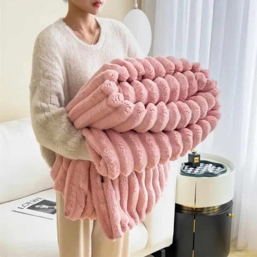 Plush Stripped Warm Blanket