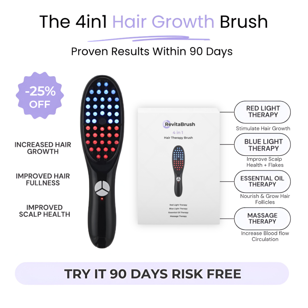 RejuvaBrush™ - 4 in 1 Hair Therapy and growth Brush - Red light therapy