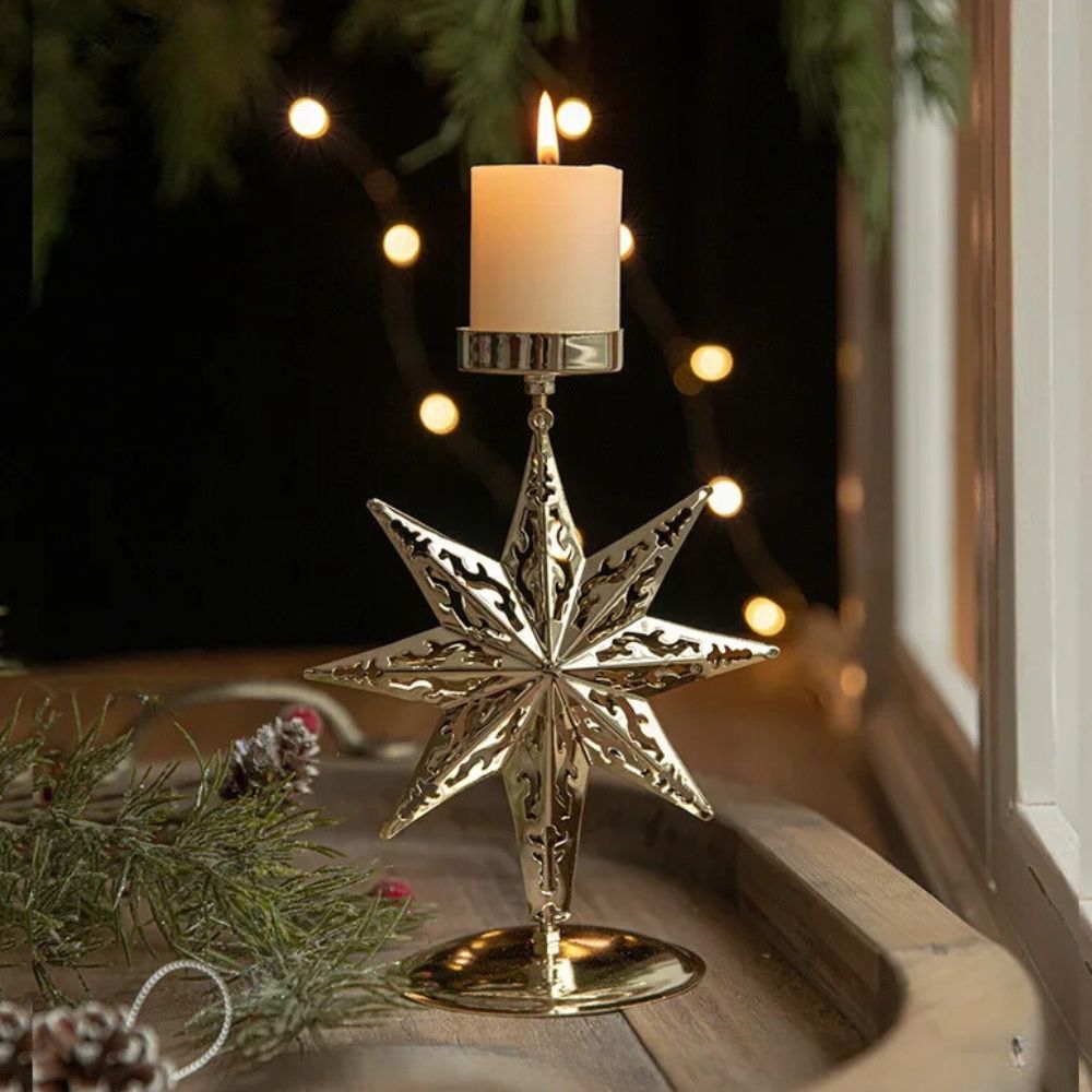 Golden Christmas Candle Holder