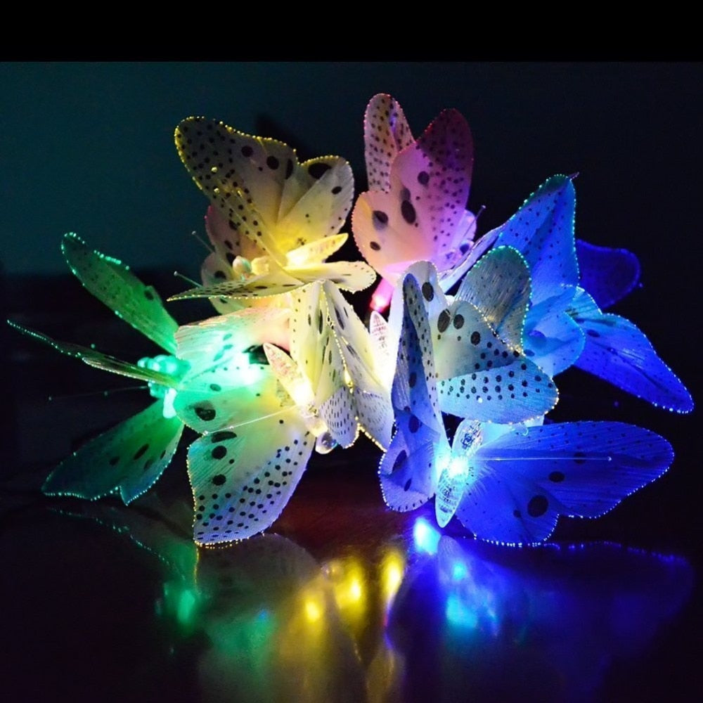 Luces LED de cadena de mariposas con energía solar