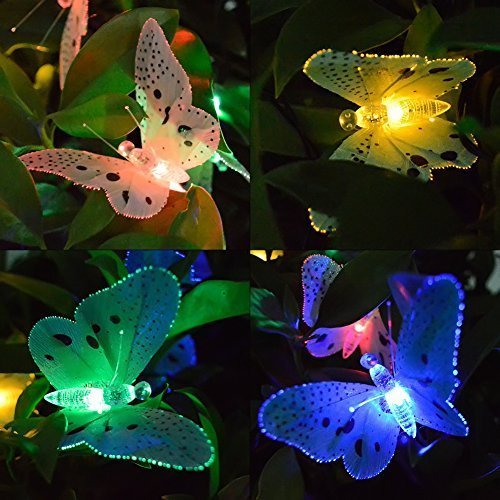 Luces LED de cadena de mariposas con energía solar