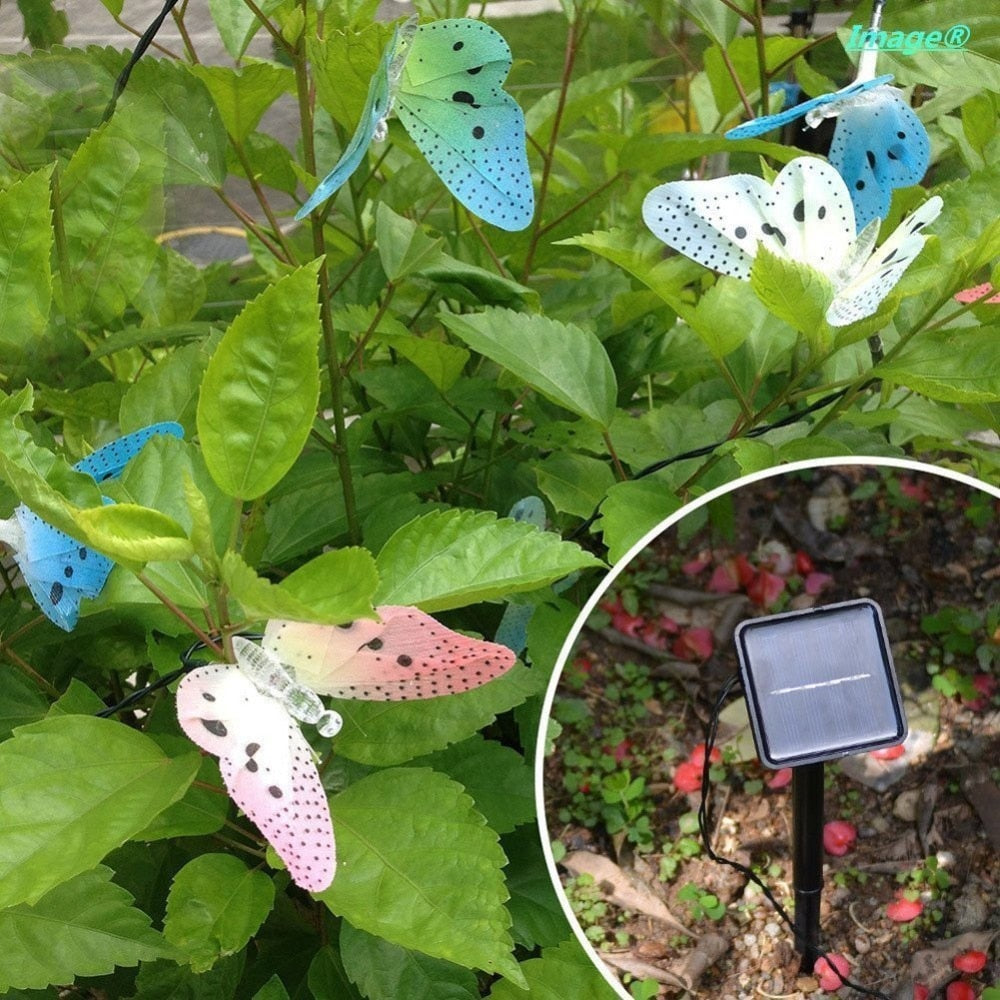 Luces LED de cadena de mariposas con energía solar