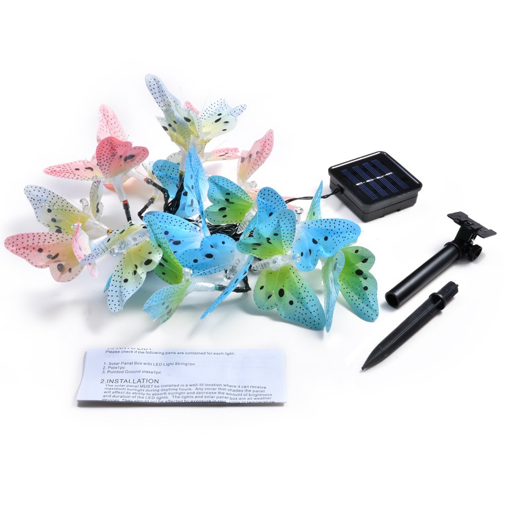 LED Solar Powered Butterfly String Lights