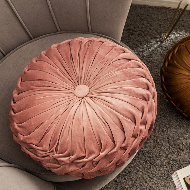 Velvet Ruffle Round Throw Pillow Cushions