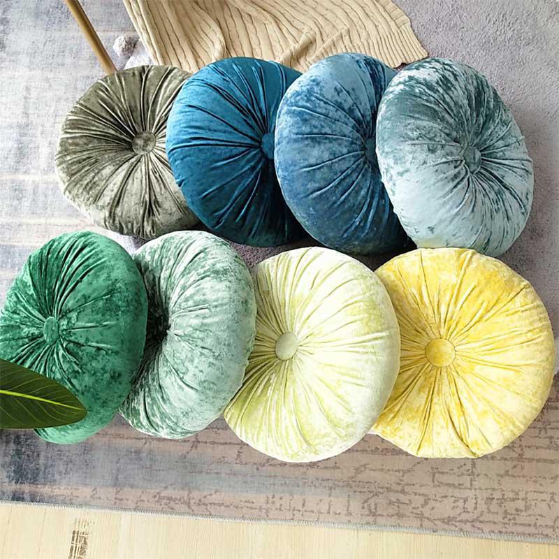 Crushed Velvet Round Pillow