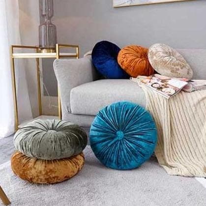 Crushed Velvet Round Pillow