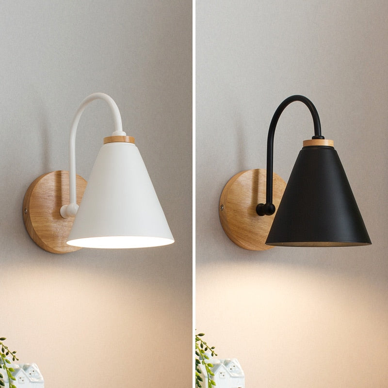 Elegant Curve Wood & Metal Wall Lamp