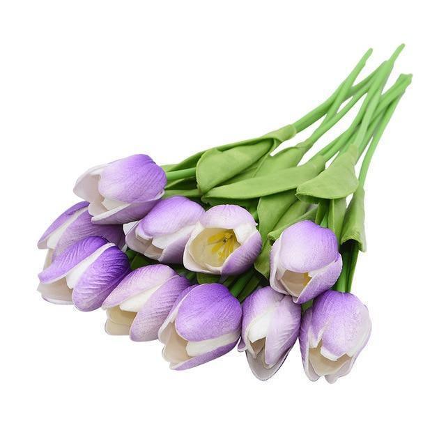 10-Piece Faux Tulips Artificial Flowers